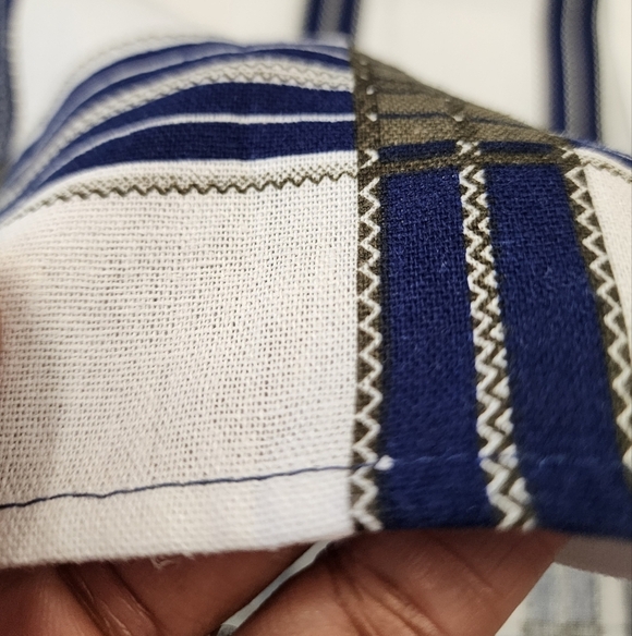 NWT Trust Men's Blue and White 55% Linen Checkered Shirt, sz XL - Picture 12 of 15